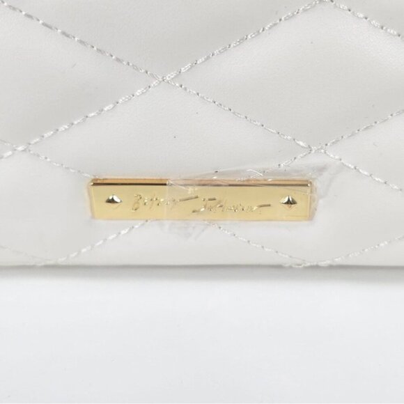 NWT BETSEY JOHNSON XOVIOLA WHITE Skull Faux Leather Quilted Geometric Crossbody - Picture 13 of 16